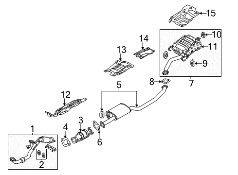 2011 Kia Sorento Exhaust Components Rear Muffler Assembly Diagram for 287101U150