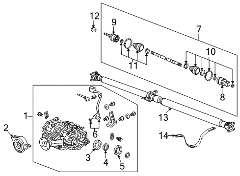 2011 Acura RDX Axle & Differential - Rear Driveshaft Assembly, Passenger Side Diagram for 42310-STK-A02