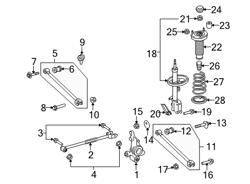 2010 Toyota Venza Rear Suspension Components, Stabilizer Bar Nut Diagram for 90080-17228