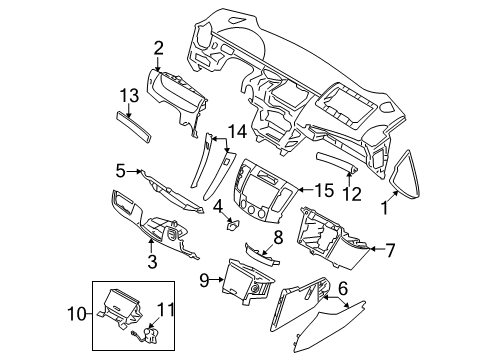 2010 Hyundai Sonata Cluster & Switches, Instrument Panel Panel-Crash Pad Center Diagram for 84761-0A500-HZ