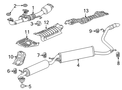 2021 Honda Odyssey Exhaust Components Muffler, Exhuast Diagram for 18307-THR-A02