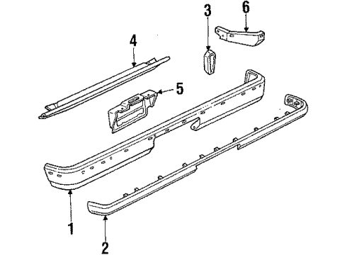 1987 GMC S15 Jimmy Rear Bumper Strip-Rear Bumper Rubber Diagram for 14044711