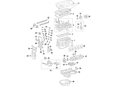 2005 Scion tC Engine Parts, Mounts, Cylinder Head & Valves, Camshaft & Timing, Variable Valve Timing, Oil Pan, Oil Pump, Balance Shafts, Crankshaft & Bearings, Pistons, Rings & Bearings Front Insulator Diagram for 12361-28210