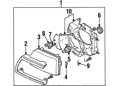 1998 Acura SLX Bulbs Headlight Head Light Headlamp Diagram for 8-97179-787-0