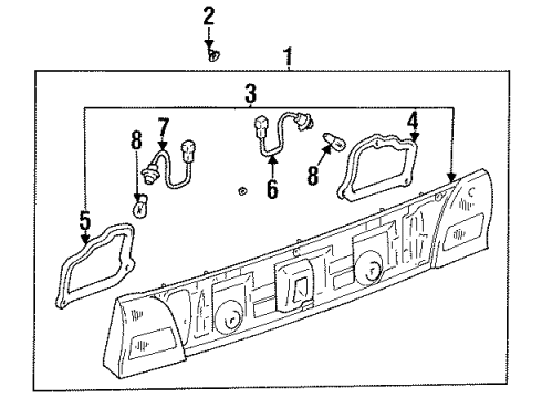 1995 Toyota Camry Backup Lamps Lens Diagram for 81671-06070