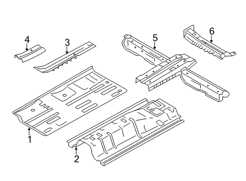 2016 Hyundai Elantra GT Pillars, Rocker & Floor - Floor & Rails Panel Assembly-Center Floor Side, R Diagram for 65120-A5001