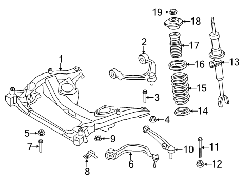 2013 BMW 650i Front Suspension Components, Lower Control Arm, Upper Control Arm, Stabilizer Bar Front Right Spring Strut Diagram for 31316789602