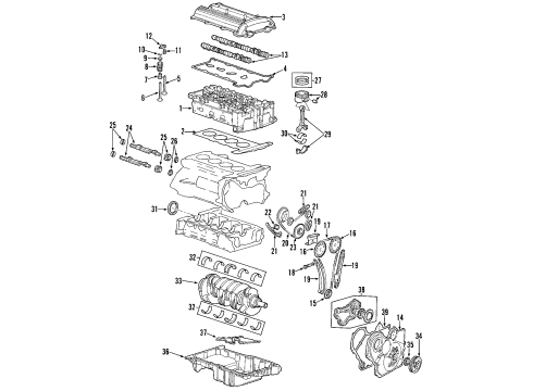 2006 Saturn Vue Engine Parts, Mounts, Cylinder Head & Valves, Camshaft & Timing, Oil Pan, Oil Pump, Balance Shafts, Crankshaft & Bearings, Pistons, Rings & Bearings Bracket-Trans Rear Mount Diagram for 21991333