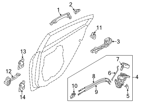 2018 Kia Forte5 Rear Door - Lock & Hardware Checker Assembly-Rear Door Diagram for 79480A7000