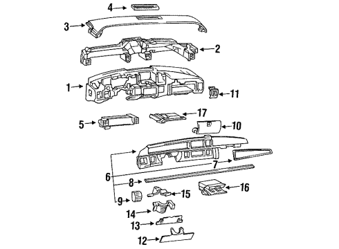 1991 Oldsmobile Custom Cruiser Instrument Panel Control Asm-Heater & A/C Diagram for 16126803