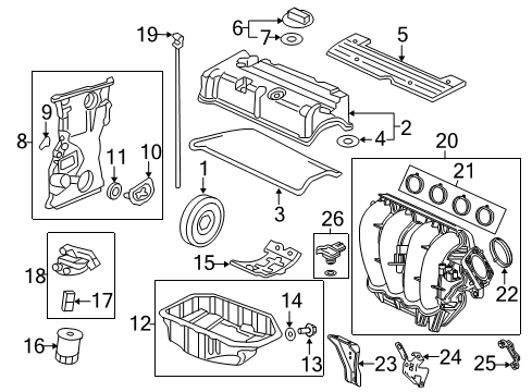 2013 Honda CR-V Powertrain Control Cover, Plug Hole Coil Diagram for 12500-R40-A00