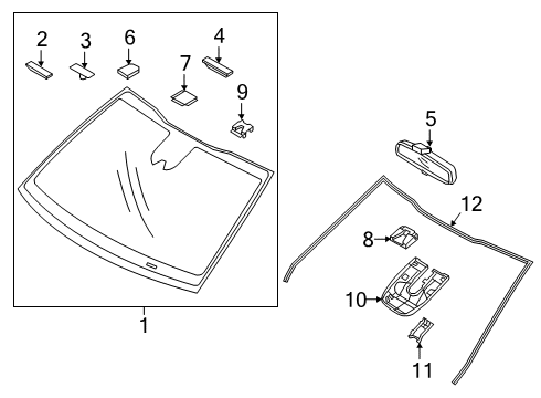 2019 Kia Niro EV Glass, Reveal Moldings Moulding-Windshield Diagram for 86130G5000