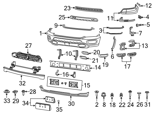 2020 Ram 1500 Bumper & Components - Front Bezel-Tow Hook Diagram for 68274701AB