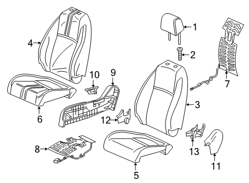 2018 Honda Civic Passenger Seat Components Pad, Right Front Seat-Back Diagram for 81127-TEG-J31