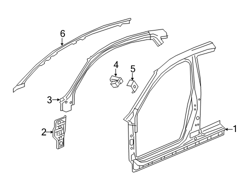 2019 Honda Civic Aperture Panel, Hinge Pillar Pillar, L. FR. (Upper) (Inner) Diagram for 64520-TGG-315ZZ