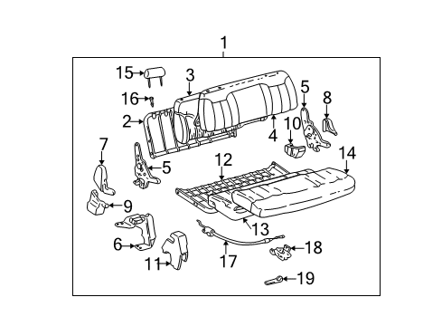 1999 GMC K1500 Rear Seat Components Pad, Rear Seat Cushion Diagram for 12382165