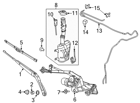 2019 Ram ProMaster City Wiper & Washer Components Clip-Washer Hose Diagram for 68266534AA