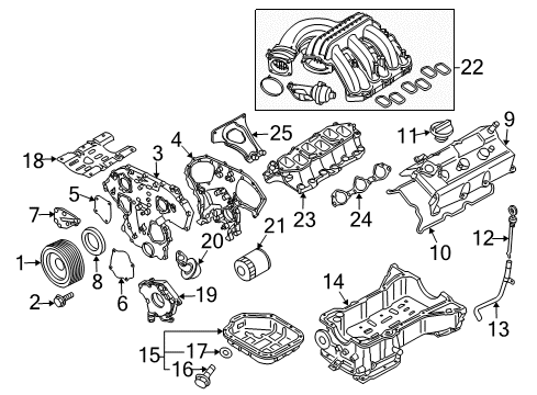 2005 Nissan Frontier Intake Manifold Oil Filter Assembly Diagram for 15208-31U01