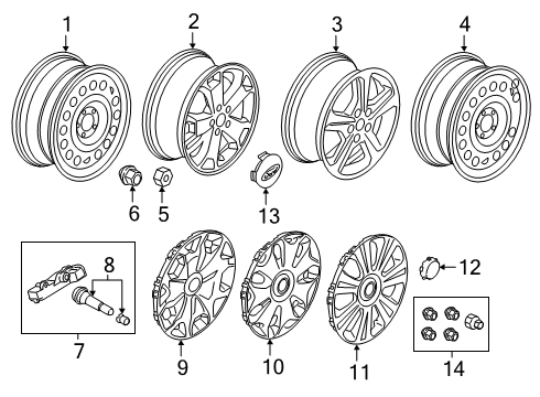 2022 Ford Transit Connect Wheels Center Cap Diagram for BE8Z-1130-A