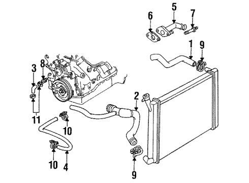1993 Buick Skylark Radiator Hoses Radiator SURGE TANK Inlet Hose Diagram for 25533053