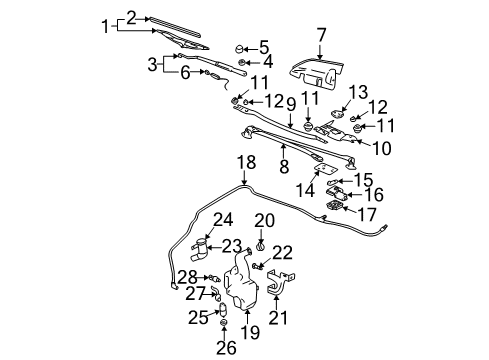 2004 Chevrolet Impala Wiper & Washer Components Wiper Arm Assembly Diagram for 15237915