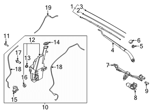 2021 Kia Seltos Wipers Motor & Linkage Assembly Diagram for 98700Q5000