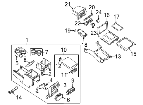 2010 Nissan Pathfinder Console Latch Assy Diagram for 96917-EA100