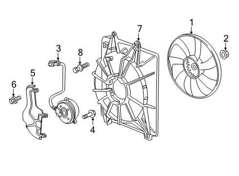 2022 Honda Odyssey A/C Condenser Fan Cover, Fan Motor Diagram for 38619-5MR-A01