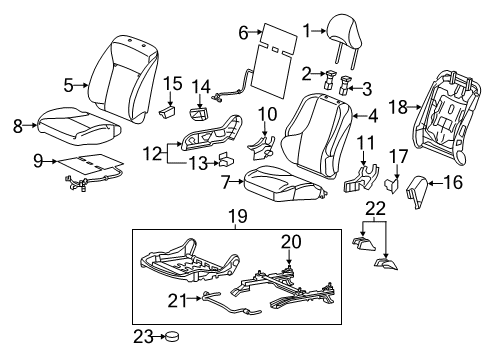 2015 Honda Fit Passenger Seat Components Pad, R. FR. Seat-Back Diagram for 81127-T5R-A61