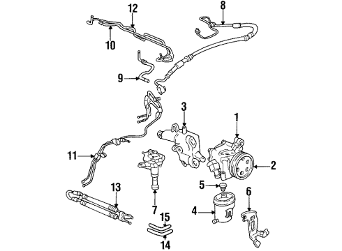 1994 Honda Prelude P/S Pump & Hoses, Steering Gear & Linkage Pipe, Power Steering Combination Diagram for 53779-SS0-000