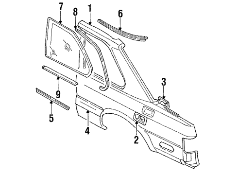 1991 Infiniti M30 Quarter Panel & Components Part Not Available Diagram for 78836-F6611