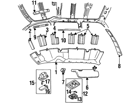 1996 Mercury Villager Interior Trim - Roof Dome Lamp Diagram for F6XZ13776BAA