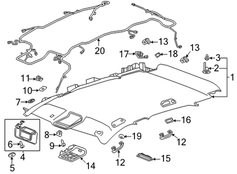 2022 Buick Envision Interior Trim - Roof Reading Lamp Assembly Diagram for 84731268