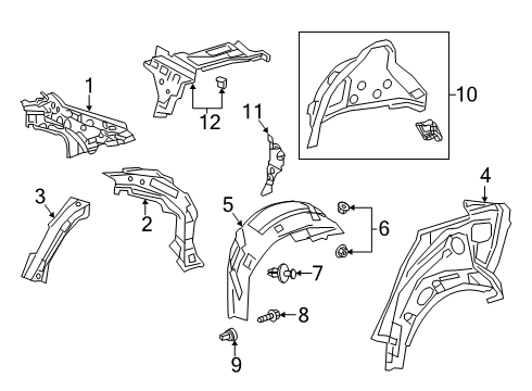 2020 Toyota Corolla Inner Structure - Quarter Panel Wheelhouse Liner Diagram for 65637-02130