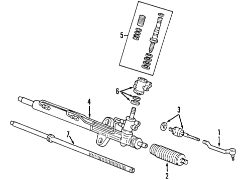 2001 Honda Accord P/S Pump & Hoses, Steering Gear & Linkage Rack, Steering Diagram for 53626-S82-A51