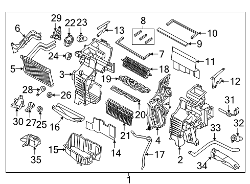 2019 Kia Sedona A/C Evaporator & Heater Components Seal-Heater To Duct Diagram for 97245A9000