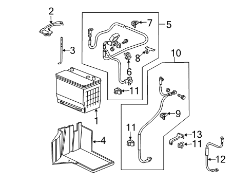 2007 Honda Pilot Battery Cable Assembly, Starter Diagram for 32410-STW-A10