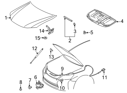 2012 Lexus HS250h Hood & Components Seal, Hood To Radiator Support Diagram for 53381-75010