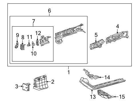 2019 Lexus ES350 Structural Components & Rails Plate, Radiator Side Diagram for 16691-25060