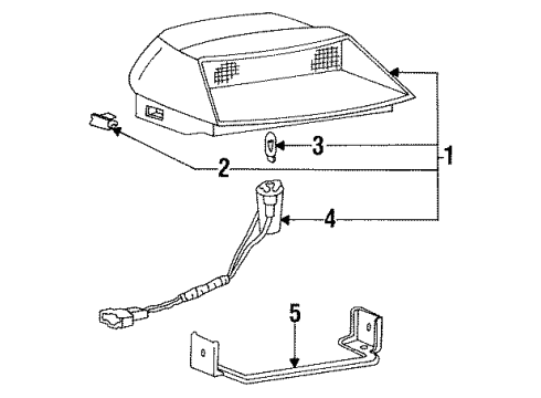 1993 Hyundai Elantra Bulbs Lamp Assembly-High Mounted Stop Interior Diagram for 92750-28000-FD