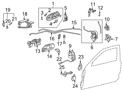 1998 Honda Civic Front Door Handle Assembly, Right Front Door (Outer) (Taffeta White) Diagram for 72140-S00-A03ZP