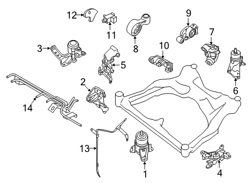 2019 Nissan Murano Engine & Trans Mounting Engine Mounting Bracket, Rear Left Diagram for 11333-3KA0A