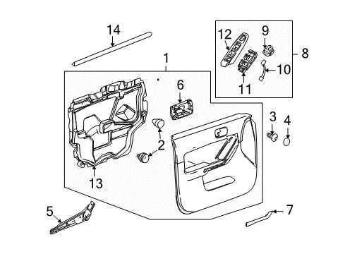 2010 Hummer H3T Front Door Window Regulator Diagram for 25939268