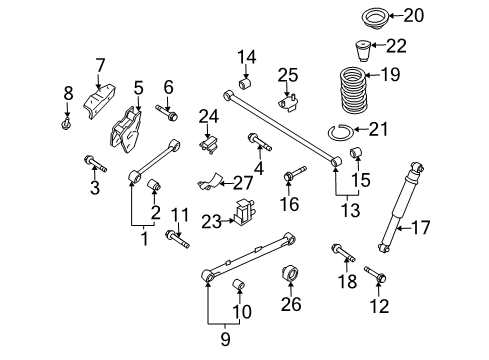 1998 Infiniti QX4 Rear Suspension Components, Lower Control Arm, Upper Control Arm, Stabilizer Bar Bush-Rear Spring, Rear Upper Diagram for 55046-0W001