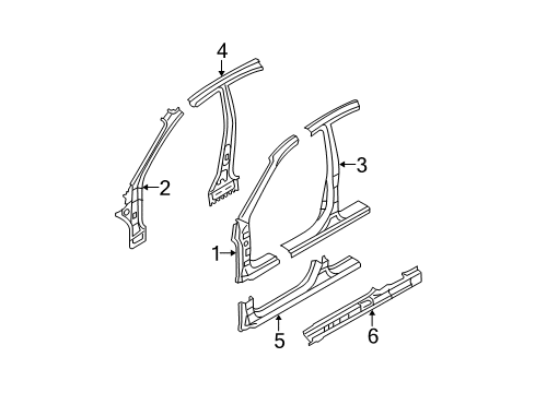 2007 Kia Spectra Center Pillar, Hinge Pillar, Rocker Panel Assembly-Side SILL Diagram for 651712F010