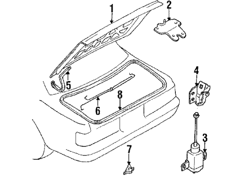 1992 Infiniti M30 Trunk Lid Hinge Assy-Trunk Lid, LH Diagram for 84401-F6100