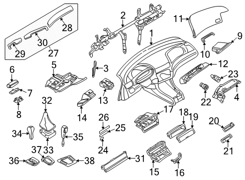 2001 BMW 325i Instrument Panel Decal. Strip., Matt Chrome, Instrument.Panel Centre Diagram for 51458235574