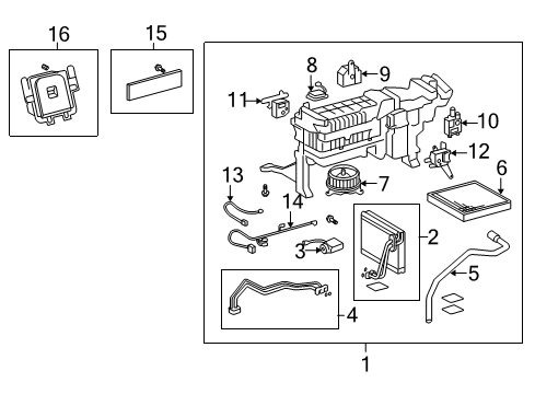 2007 Lexus LS460 Auxiliary Heater & A/C Evaporator Sub-Assy (Rear) Diagram for 88501-50240