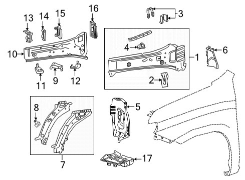 2020 GMC Sierra 1500 Inner Components - Fender Baffle Diagram for 84831219