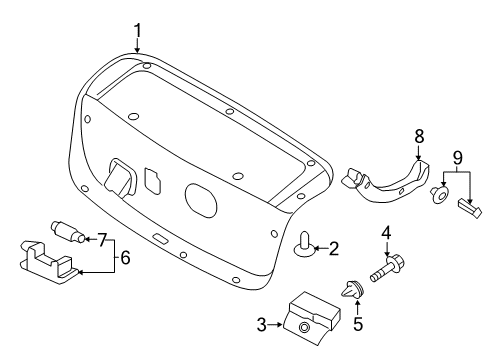 2015 Kia Optima Bulbs Handle-Trunk Lid Hook Diagram for 812543S000